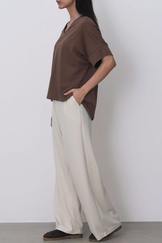 IVORY STRAIGHT-LEG PANTS