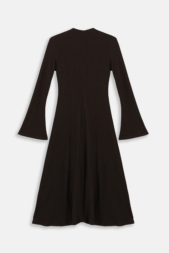 BROWN FIT & FLARE DRESS