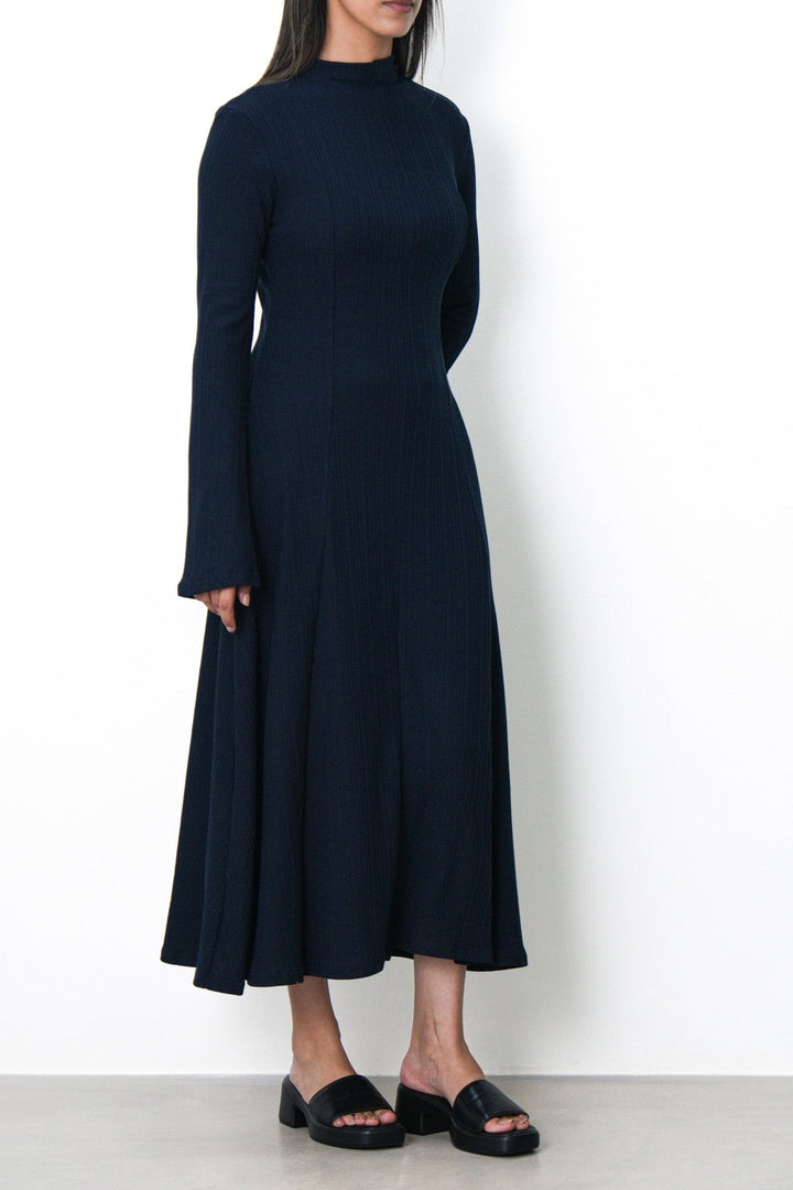 NAVY FIT & FLARE DRESS