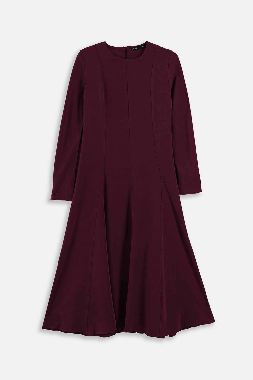 BURGUNDY SCULPT FLARE DRESS