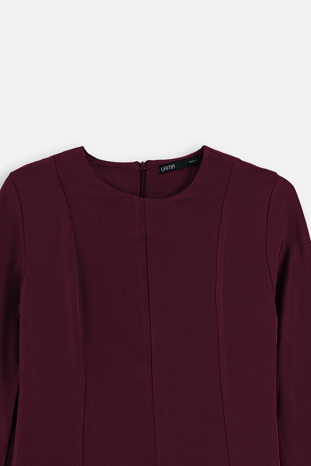 BURGUNDY SCULPT FLARE DRESS