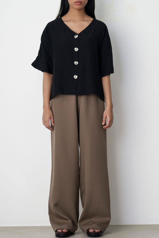 BLACK GINGKO TEXTURED BLOUSE