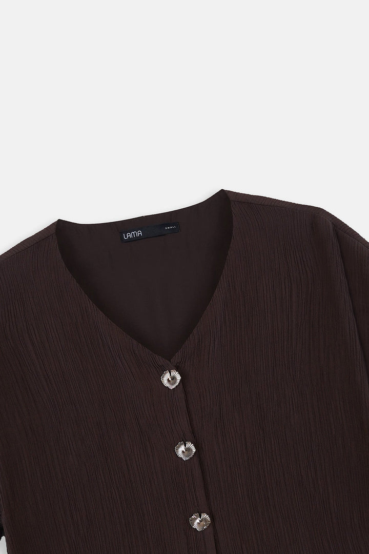 BROWN GINGKO TEXTURED BLOUSE