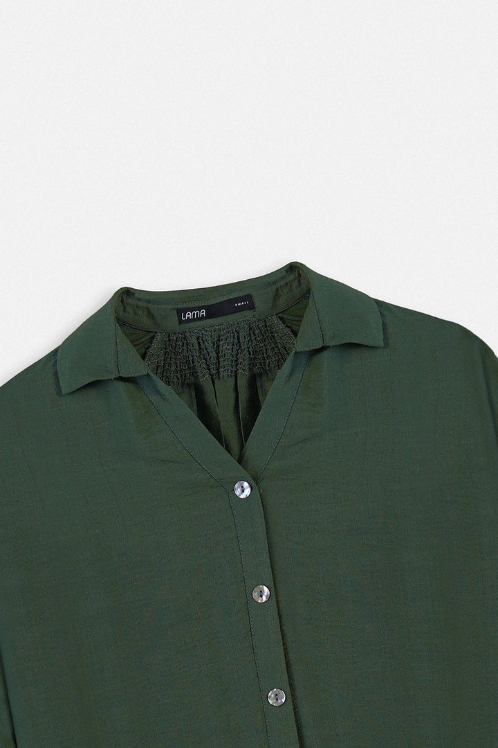 GREEN-SOFT TURN UP SHIRT
