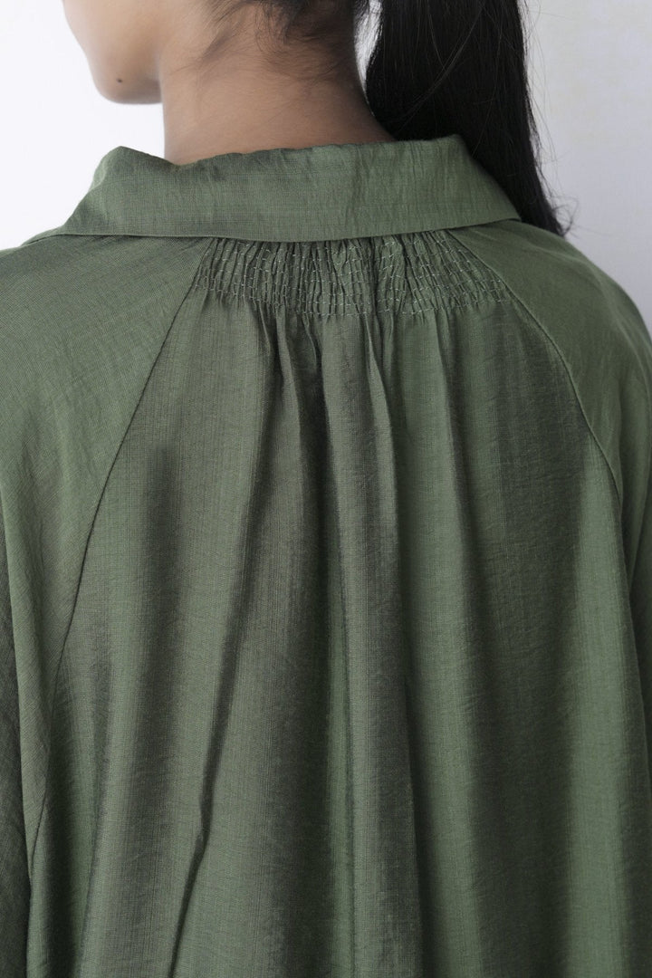 GREEN-SOFT TURN UP SHIRT