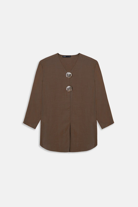 BROWN-SEA TREASURES BLOUSE