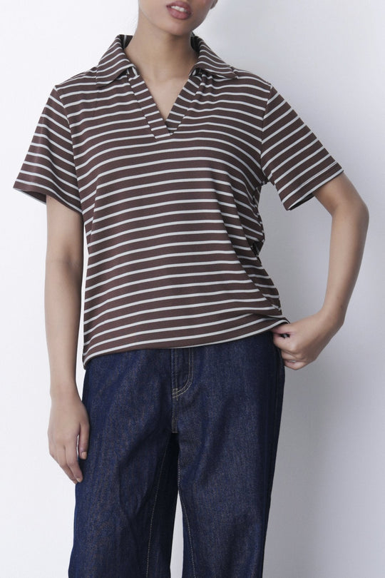 BROWN GREY-YARN DYED HENLEY