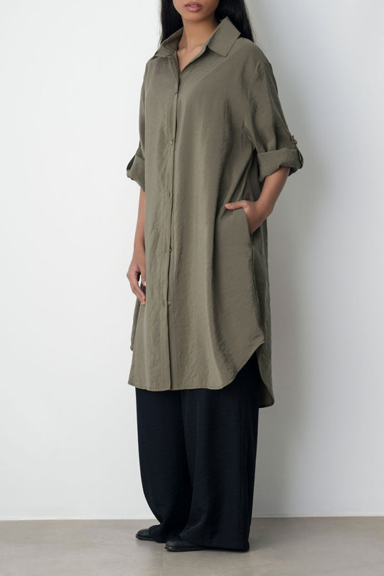 OLIVE STONEWASH TUNIC