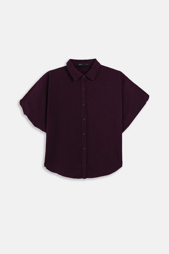 MAROON BOXY KNIT SHIRT