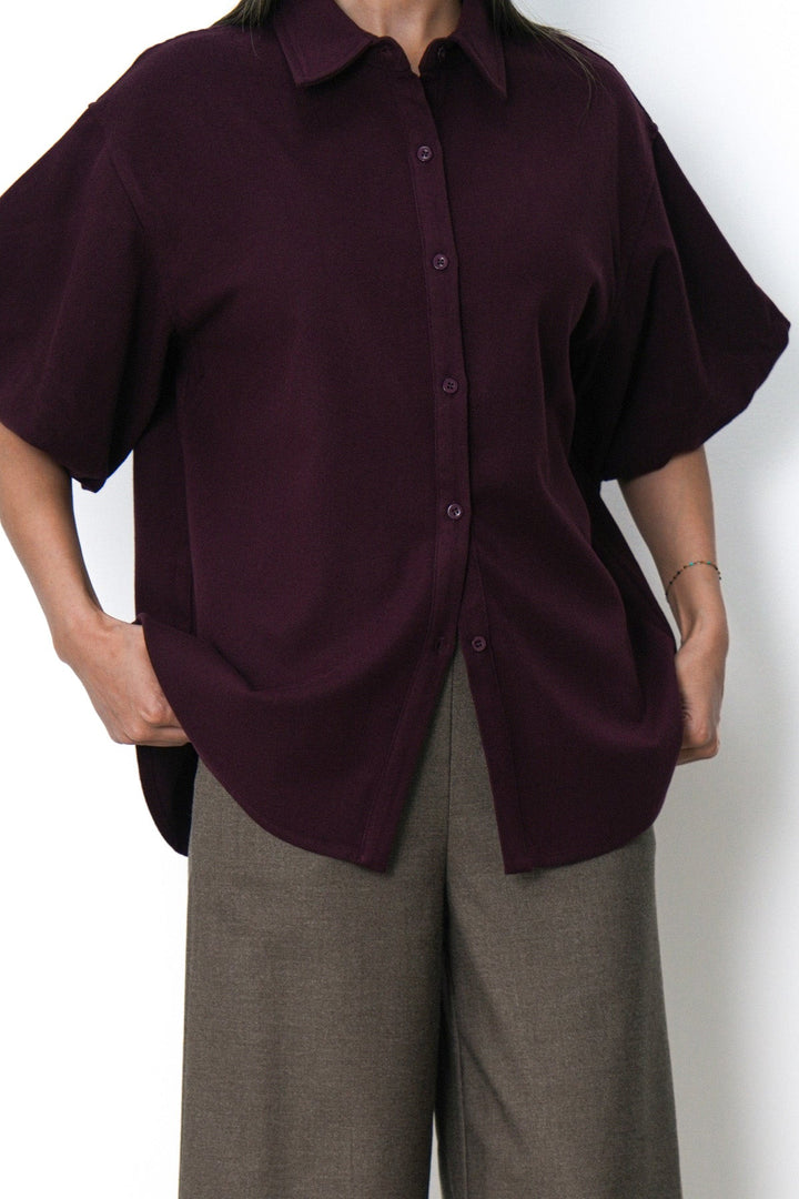 MAROON BOXY KNIT SHIRT