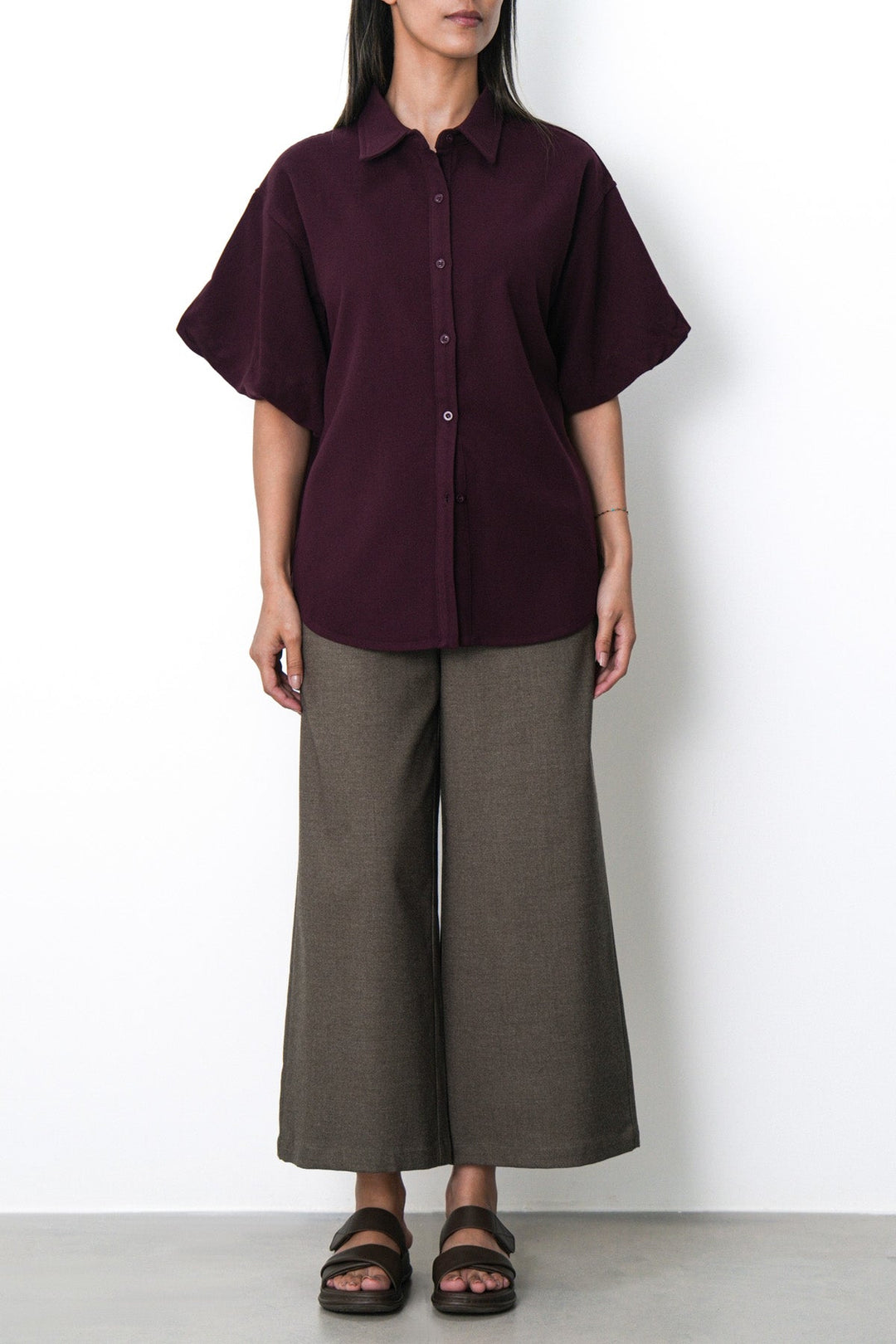 MAROON BOXY KNIT SHIRT