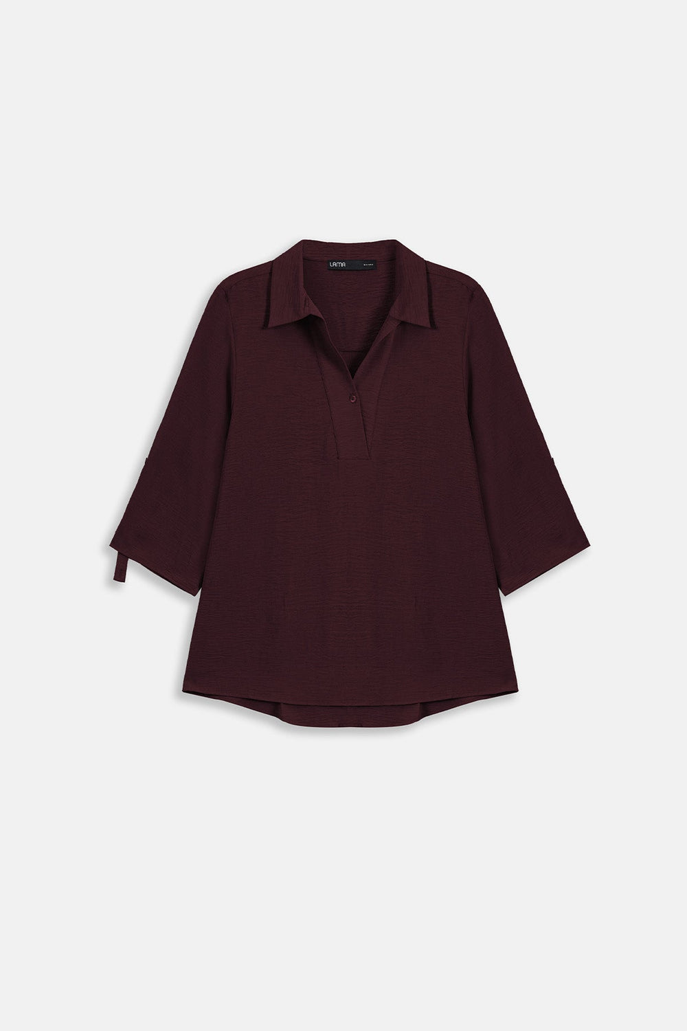 WINE SLINKY HALF PLACKET BLOUSE