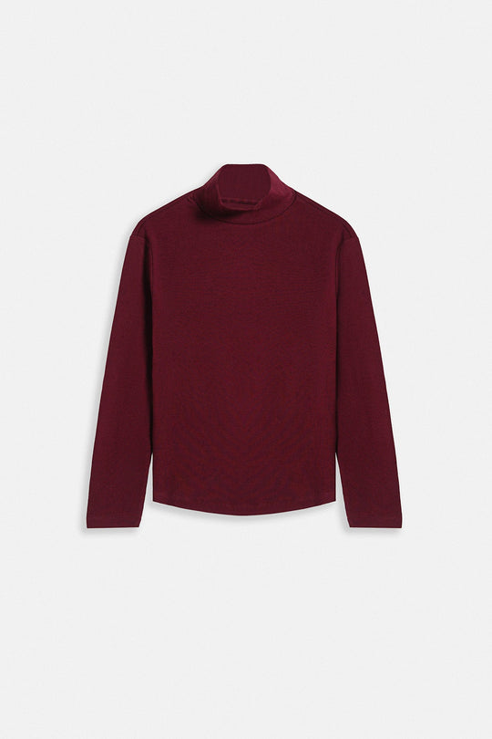 MAROON FITTED TURTLENECK