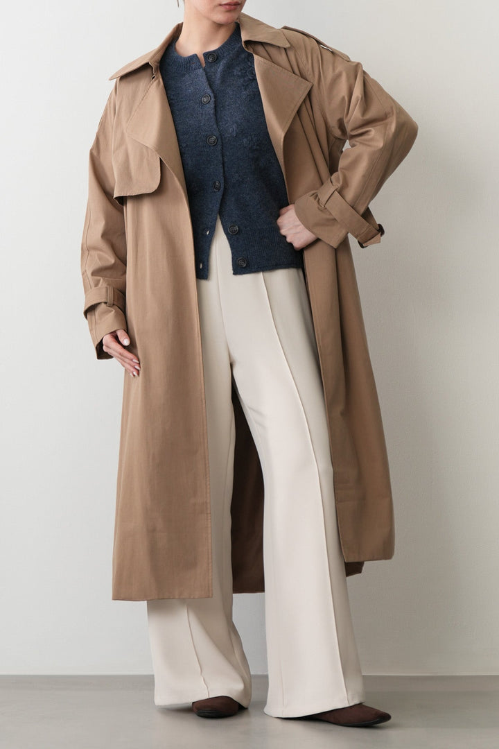 SILKY TRENCH STYLE COAT