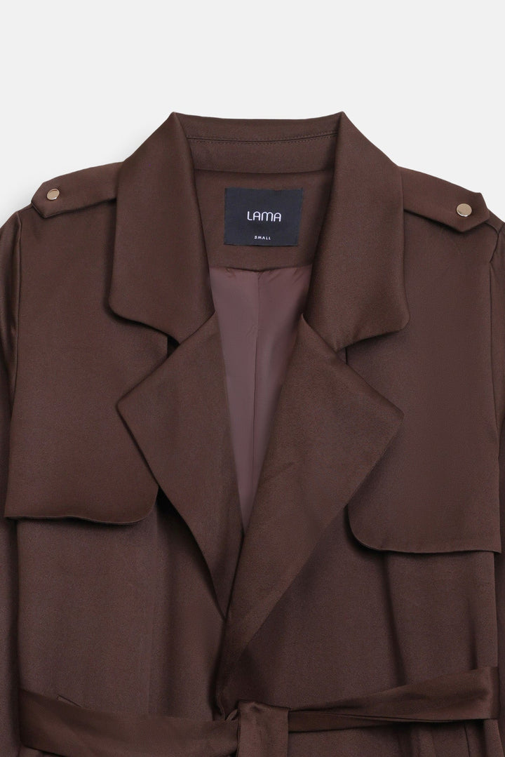 SILKY TRENCH STYLE COAT