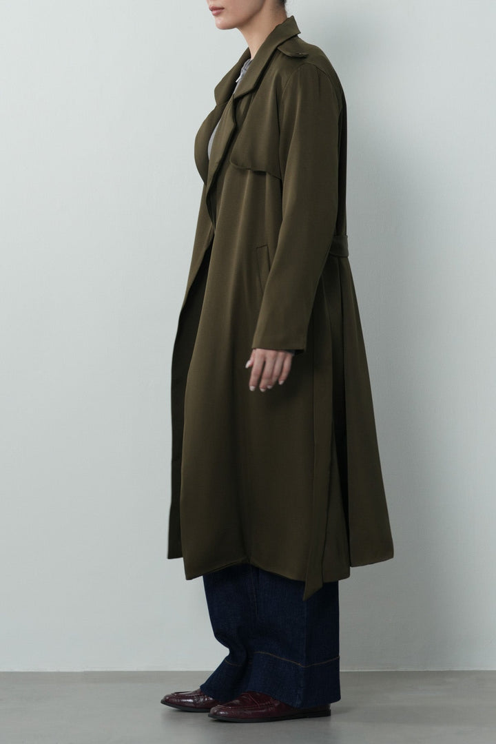 SILKY TRENCH STYLE COAT