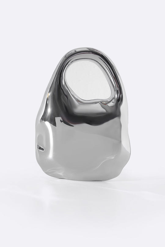 SILVER RUNWAY EDITORIAL CLUTCH