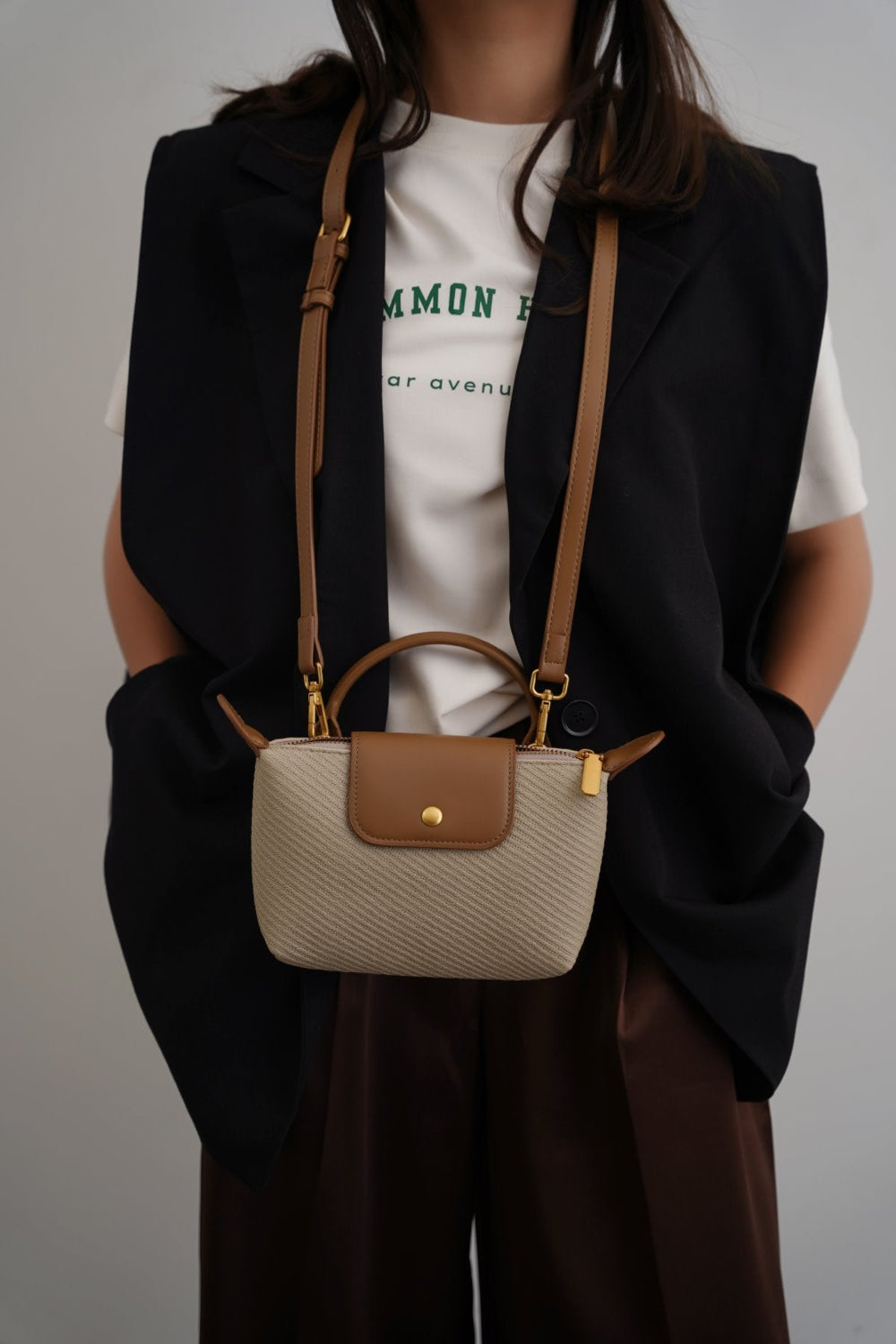 BEIGE SMALL LOTUS CROSSBODY