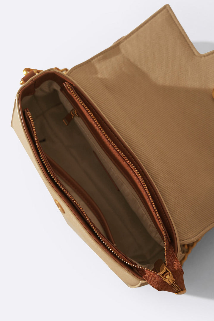 BEIGE YOLU TOP HANDLE BAG