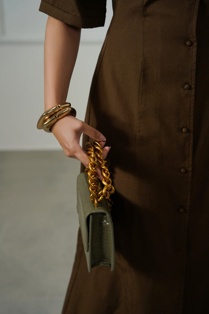 OLIVE BOXY STATEMENT BAG