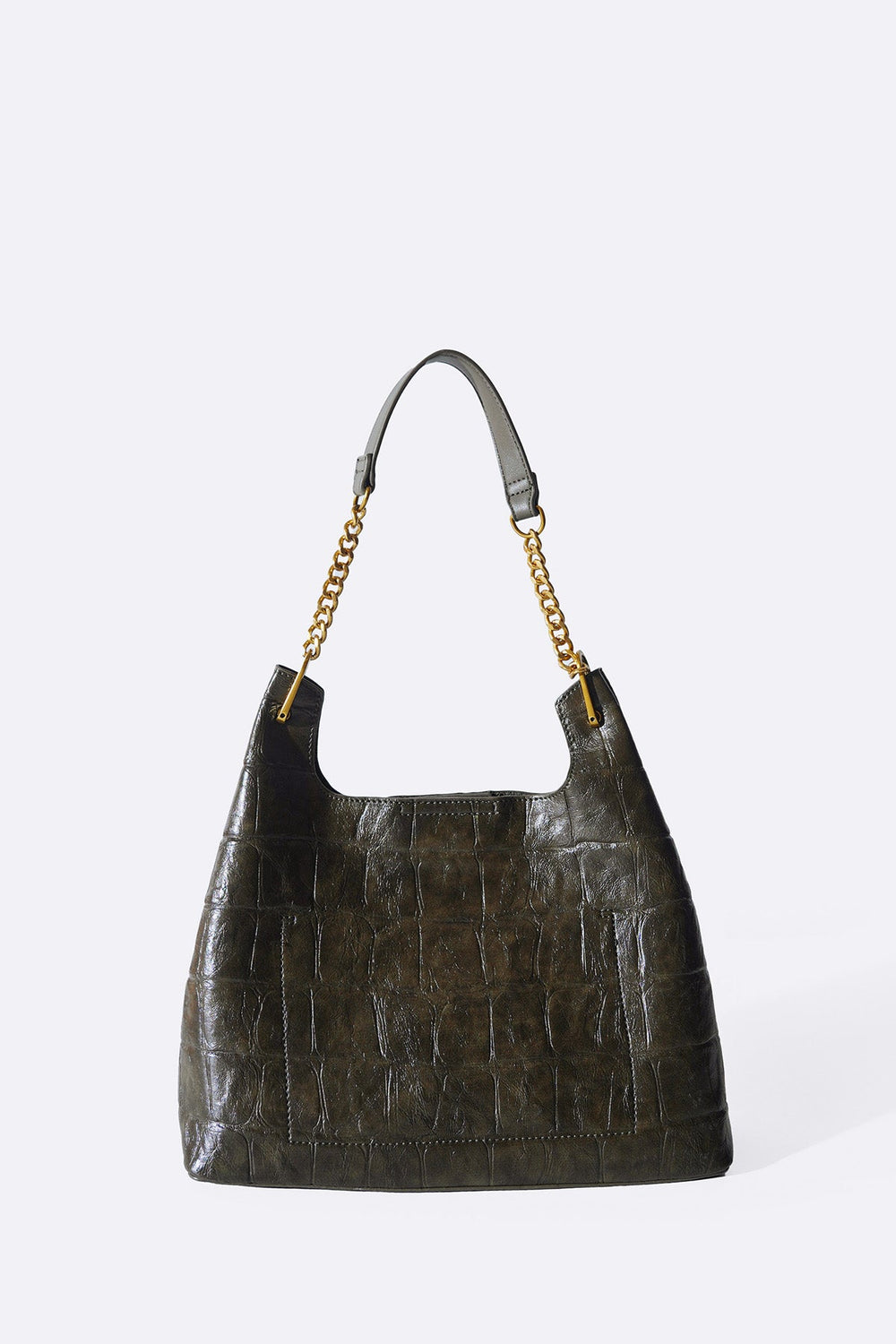 OLIVE CARMO EMBOSSED SHOULDER BAG