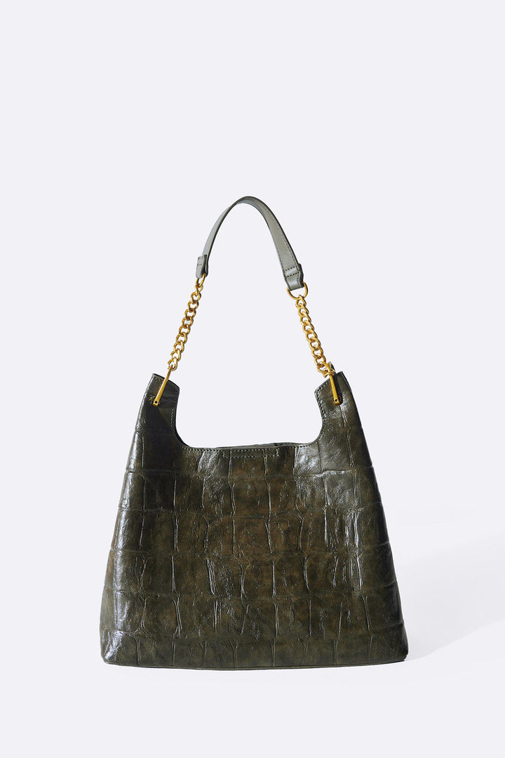 OLIVE CARMO EMBOSSED SHOULDER BAG