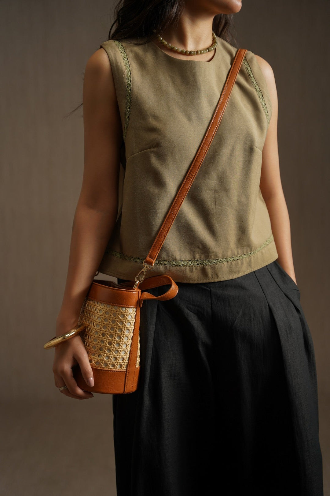 CAMEL TROPICANA BUCKET BAG