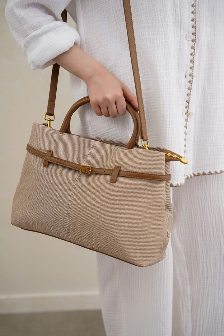 BEIGE KARAKOY TOP-HANDLE TOTE