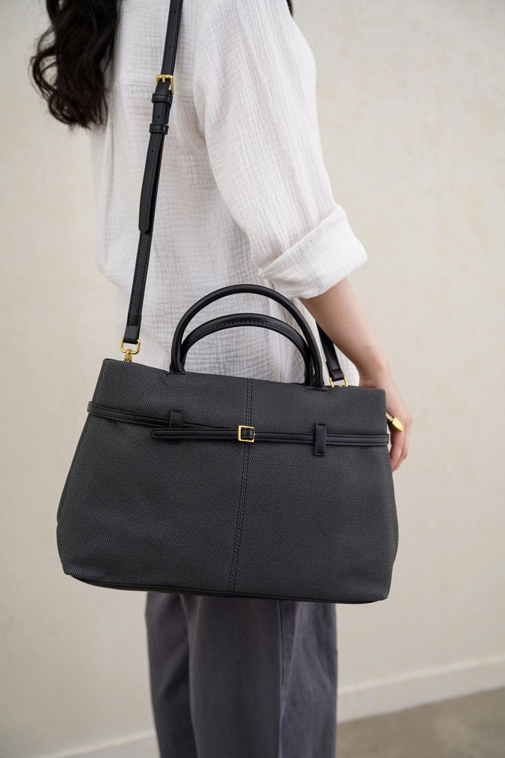 BLACK KARAKOY TOP-HANDLE TOTE