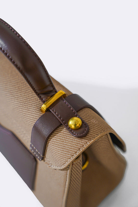 BEIGE TOP HANDLE SATCHEL
