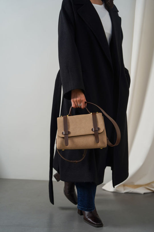 BEIGE TOP HANDLE SATCHEL