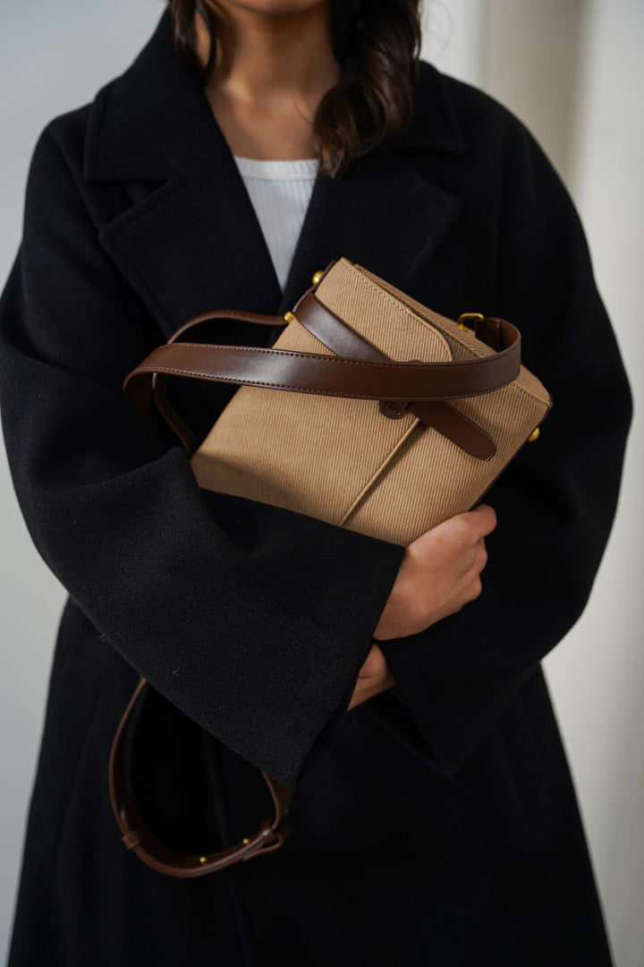 BEIGE TOP HANDLE SATCHEL