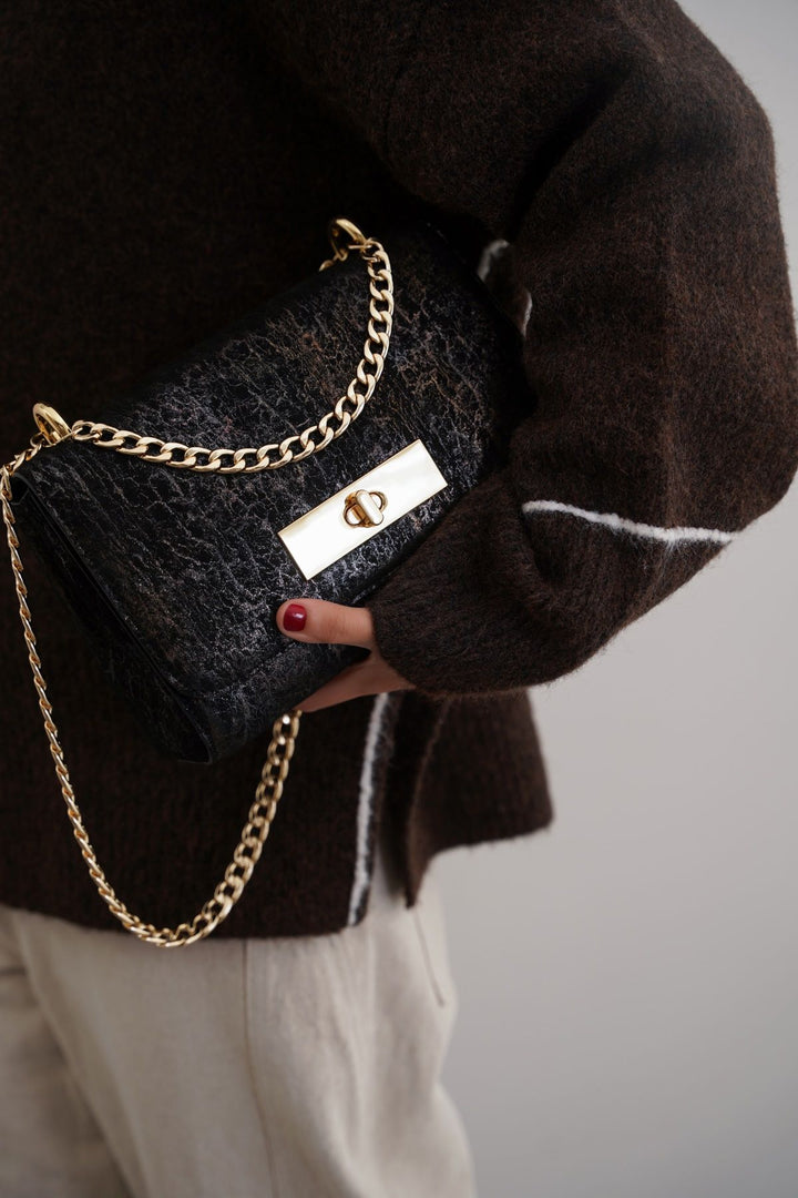 BLACK MIDNIGHT BAG IN GENUINE SUEDE