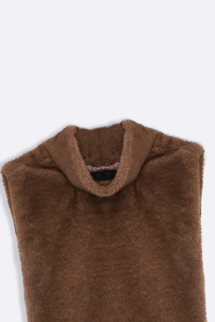 KHAKI FAUX FUR WARMER
