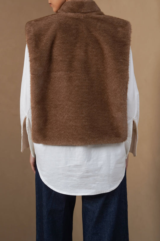 KHAKI FAUX FUR WARMER