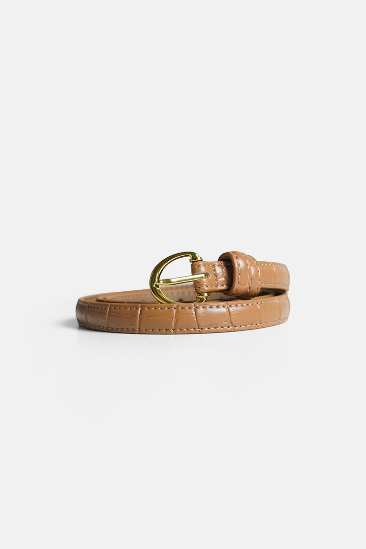 BEIGE-REY TEXTURED BELT