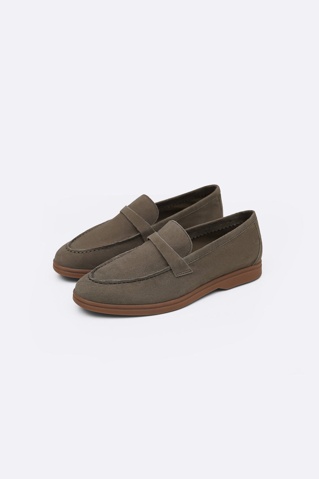 MINT PALM & PEBBLE LEATHER LOAFERS