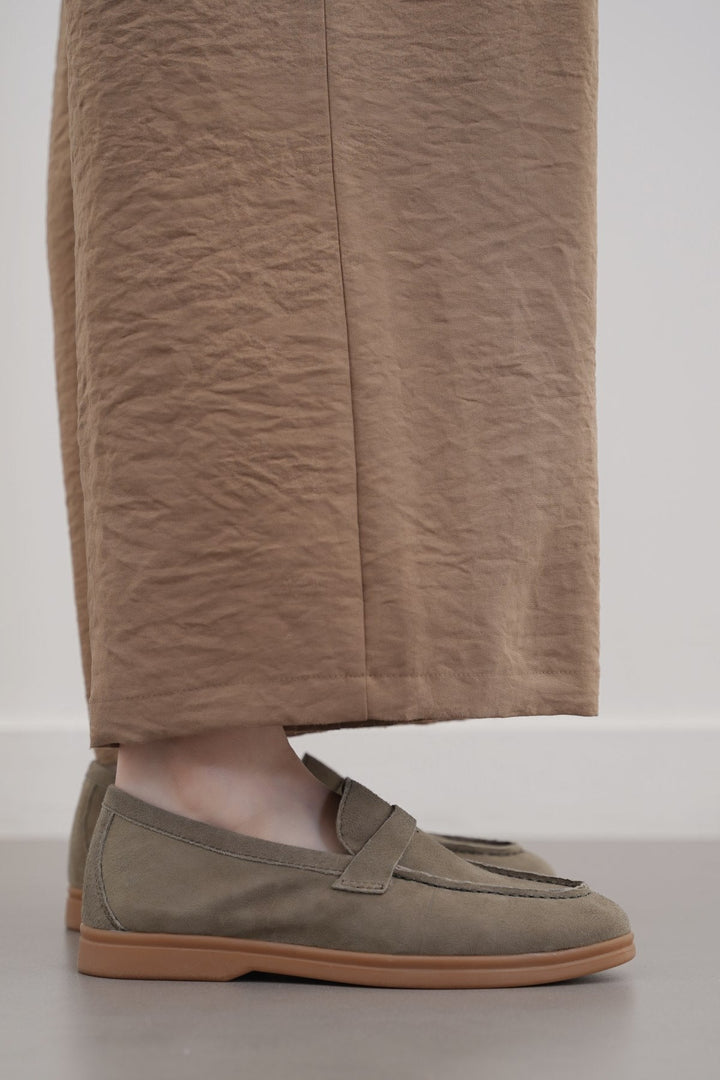 MINT PALM & PEBBLE LEATHER LOAFERS