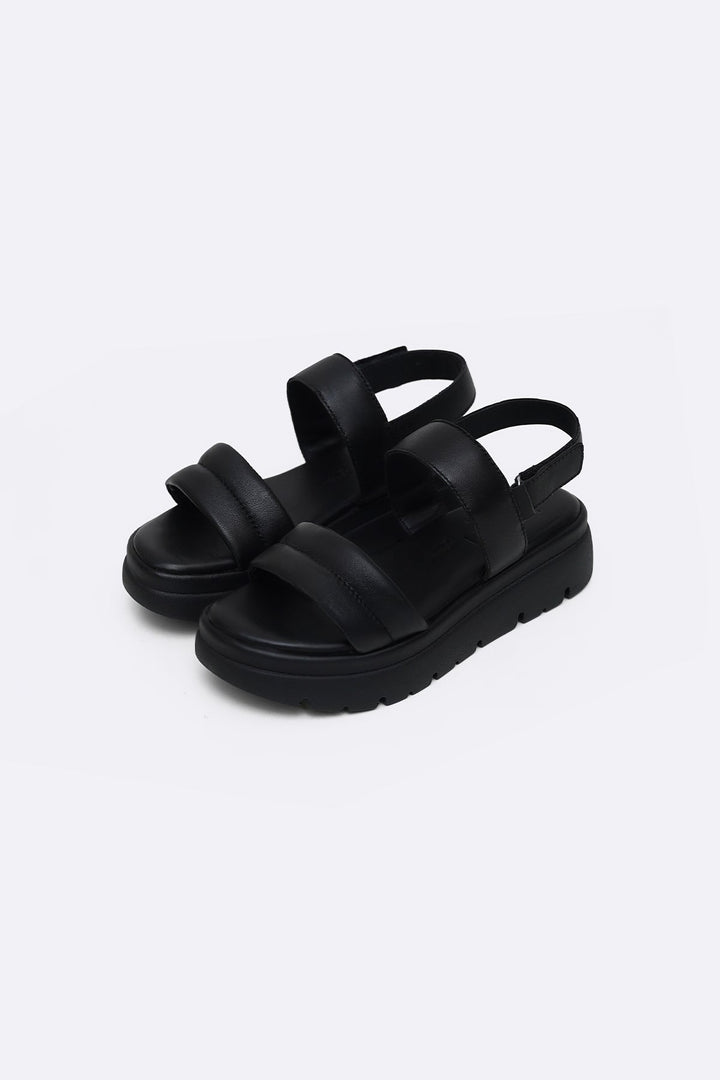 BLACK LEATHER MAMA SANDALS