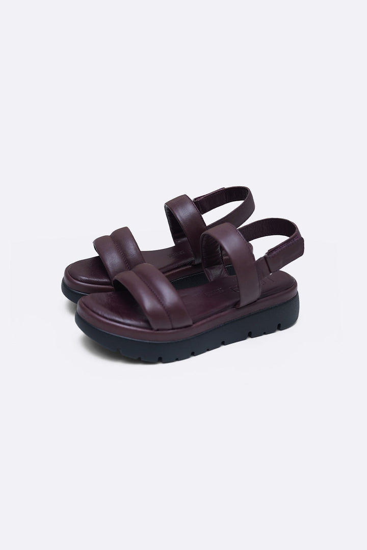 MAROON LEATHER MAMA SANDALS