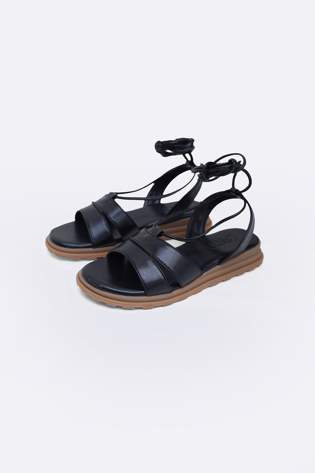 BLACK SOFT GLADIATOR SANDALS
