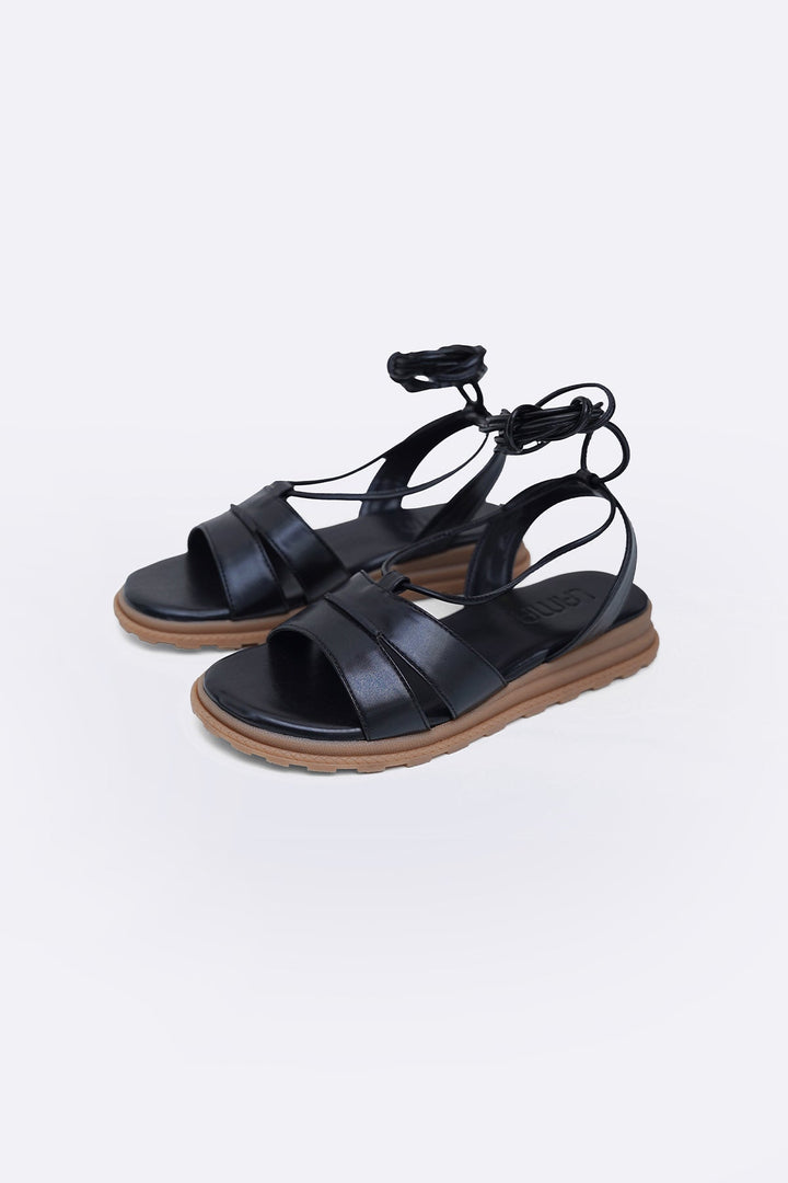 BLACK SOFT GLADIATOR SANDALS