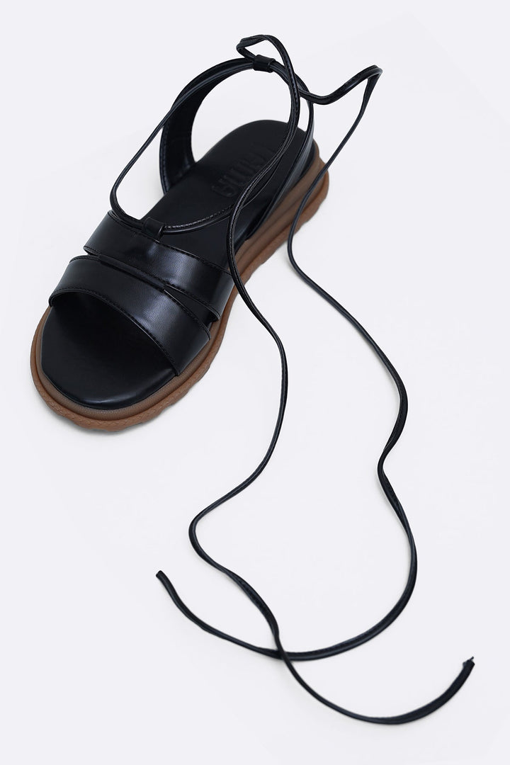 BLACK SOFT GLADIATOR SANDALS