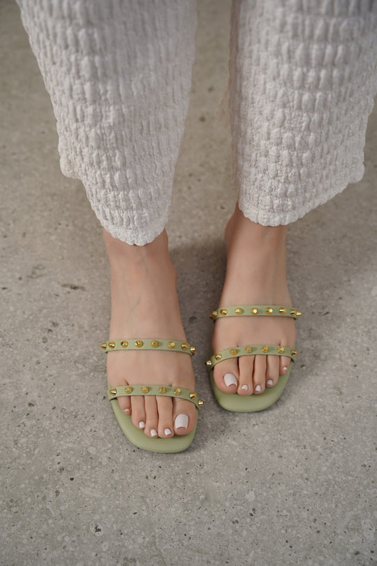 MINT MINIMAL STUDDED SLIDES
