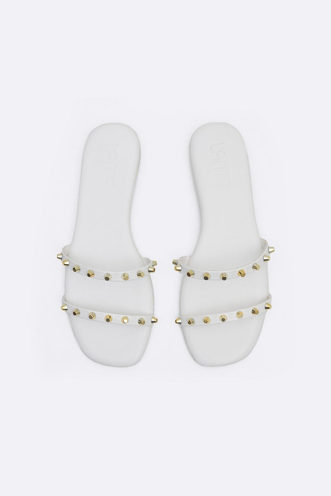WHITE MINIMAL STUDDED SLIDES