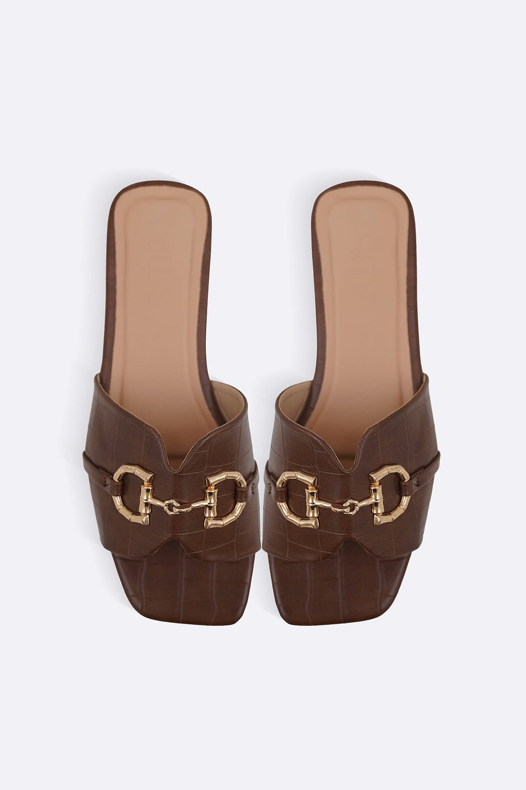 DARK BROWN CITY BUCKLE SLIDES