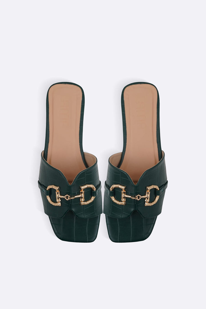 GREEN CITY BUCKLE SLIDES