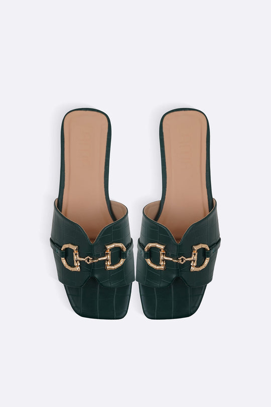 GREEN CITY BUCKLE SLIDES