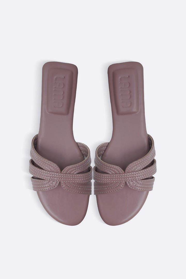 PINK STRAPPY STITCH SLIDES