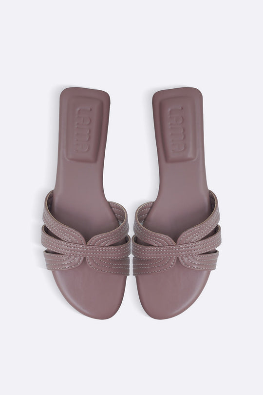 PINK STRAPPY STITCH SLIDES